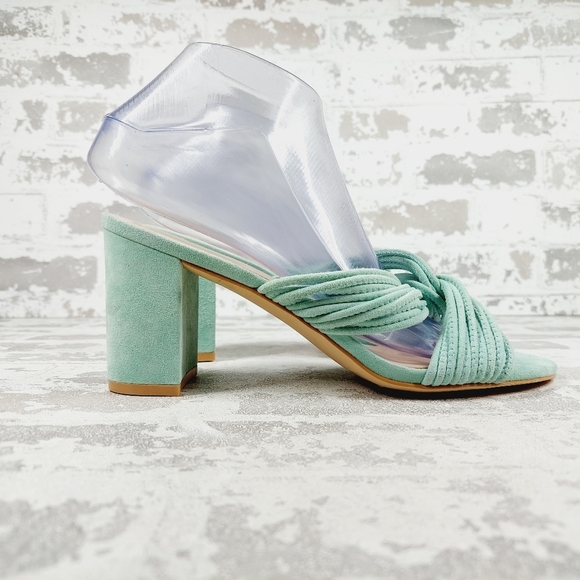 NEW Stuart Weitzman MINT EUCALYPTUS Twist Block Slide High Heel Sandals F404 - Picture 5 of 13